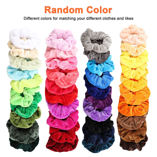 40Pcs Hair Scrunchies, Elastic Velvet Hair Ropes, Multicolor Hair Ties, Ponytail Holder