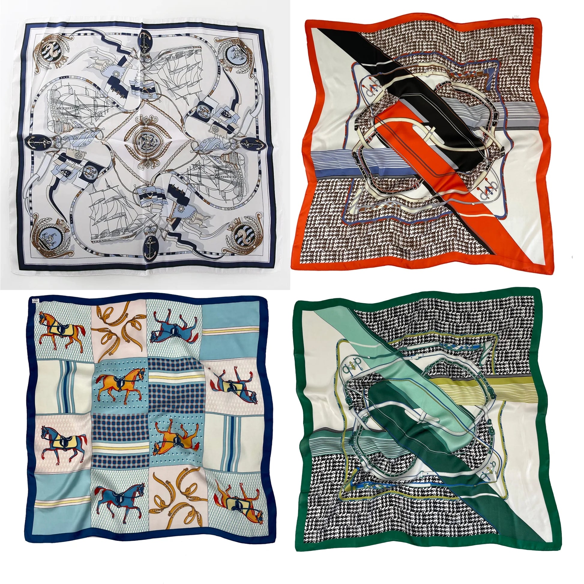 4 Pack 27.5" Large Silk Scarf Satin Square Head Scarves Silk like Neck Scarf Hair Sleeping Wraps Lightweight for Women, Girls and Ladies