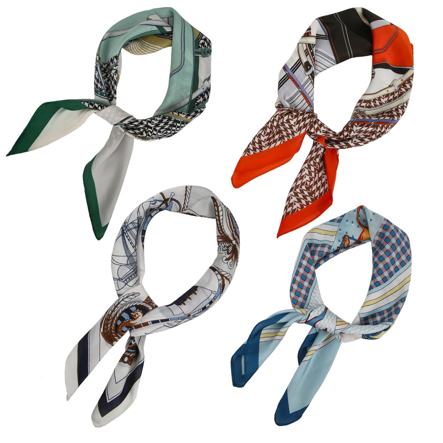 4 Pack 27.5" Large Silk Scarf Satin Square Head Scarves Silk like Neck Scarf Hair Sleeping Wraps Lightweight for Women, Girls and Ladies