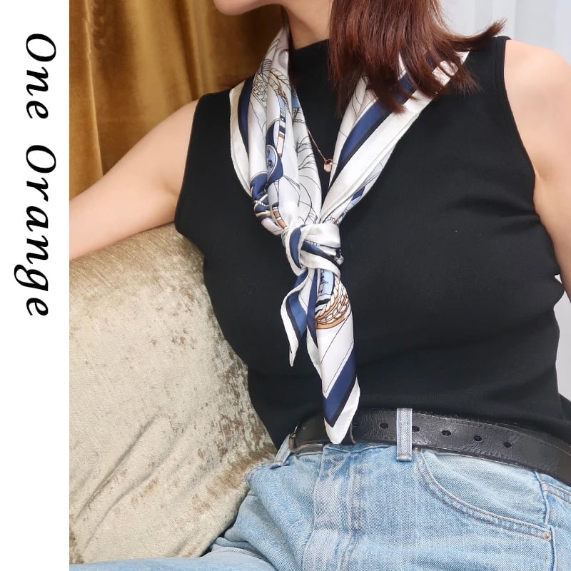 4 Pack 27.5" Large Silk Scarf Satin Square Head Scarves Silk like Neck Scarf Hair Sleeping Wraps Lightweight for Women, Girls and Ladies