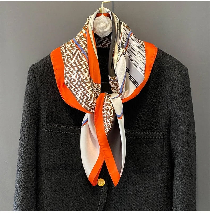 4 Pack 27.5" Large Silk Scarf Satin Square Head Scarves Silk like Neck Scarf Hair Sleeping Wraps Lightweight for Women, Girls and Ladies