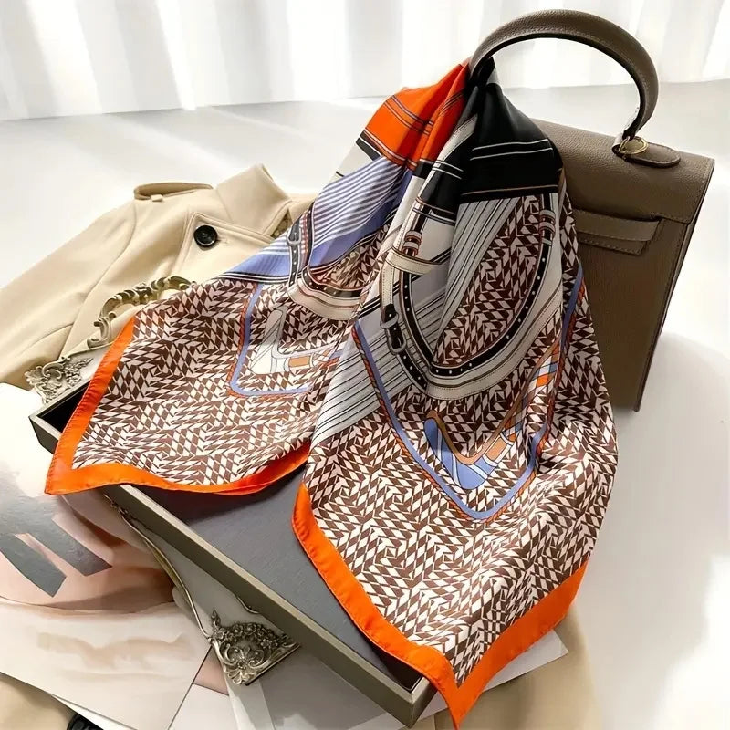 4 Pack 27.5" Large Silk Scarf Satin Square Head Scarves Silk like Neck Scarf Hair Sleeping Wraps Lightweight for Women, Girls and Ladies