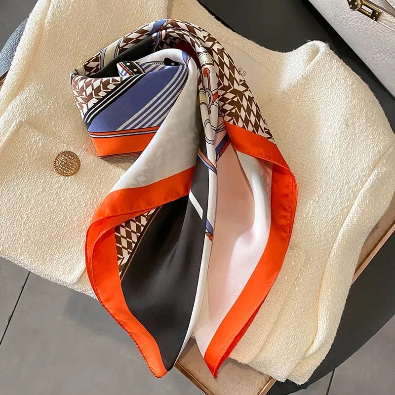 4 Pack 27.5" Large Silk Scarf Satin Square Head Scarves Silk like Neck Scarf Hair Sleeping Wraps Lightweight for Women, Girls and Ladies