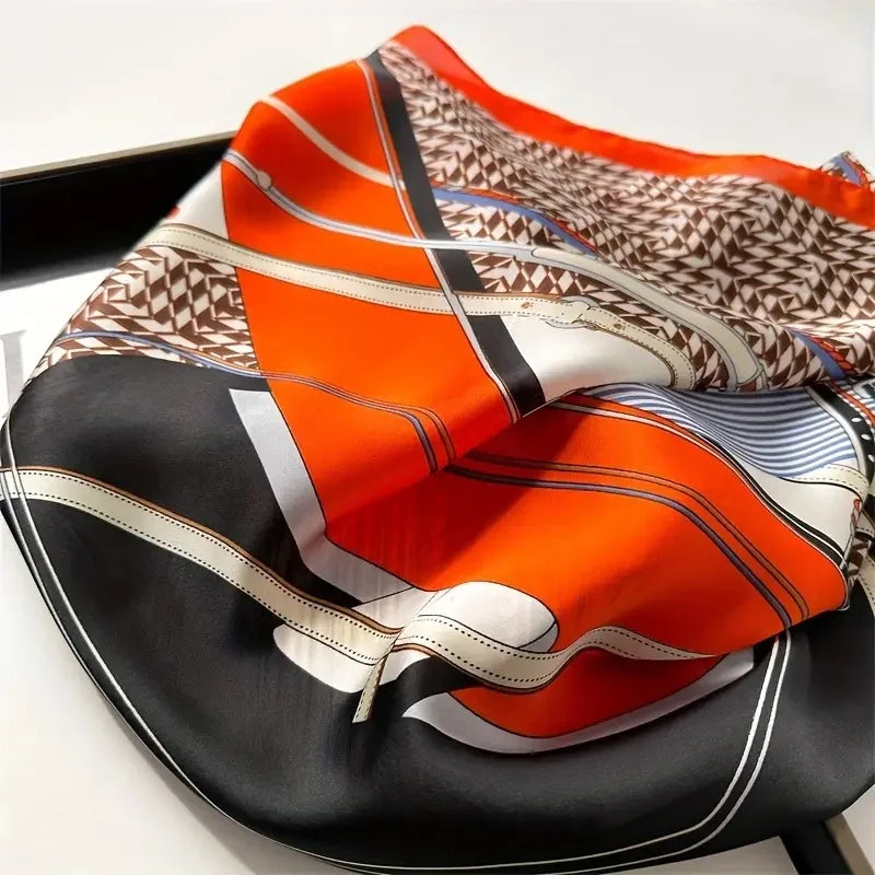 4 Pack 27.5" Large Silk Scarf Satin Square Head Scarves Silk like Neck Scarf Hair Sleeping Wraps Lightweight for Women, Girls and Ladies