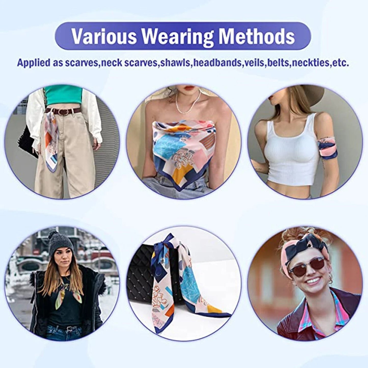 4 Pack 27.5" Large Silk Scarf Satin Square Head Scarves Silk like Neck Scarf Hair Sleeping Wraps Lightweight for Women, Girls and Ladies